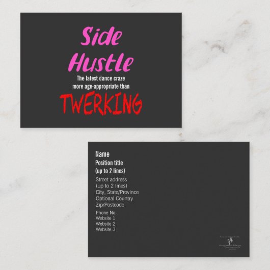 Side Hustle vs. Twerkende neonroze tekst Visitekaartje (Voorkant / Achterkant)