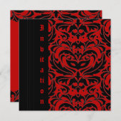 Side Masquerade Mask Halloween Red Invitation Kaart (Voorkant / Achterkant)