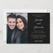 Side Photo Mod El Calligraphy Wedding Black Kaart (Voorkant)
