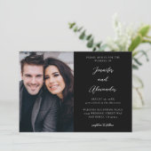 Side Photo Mod El Calligraphy Wedding Black Kaart (Staand voorkant)