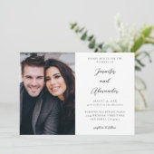 Side Photo Mod Elegant Calligraphy Wedding Kaart (Staand voorkant)