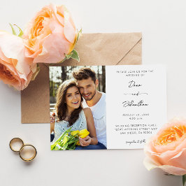 Side Photo Modern Calligraphy Wedding Kaart