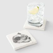 Side profile bulldog in bold monochrome| stenen onderzetter (Zijkant)