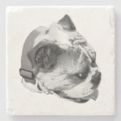 Side profile bulldog in bold monochrome| stenen onderzetter (Voorkant)