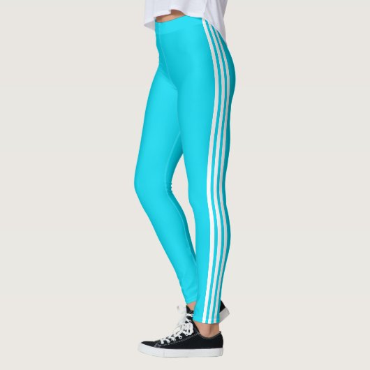Side Stripe Blauwgroen Blauwe Leggings met Aangepa (Links)