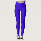 Side Stripe Blue Leggings Aangepaste tekst en kleu (Voorkant)