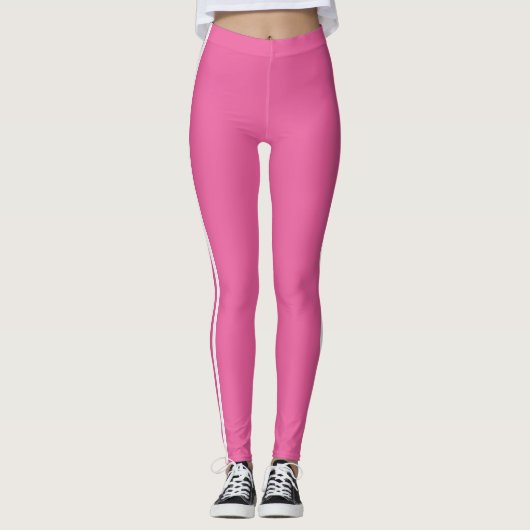 Side Stripe Roze Leggings met aangepaste kleuren (Voorkant)