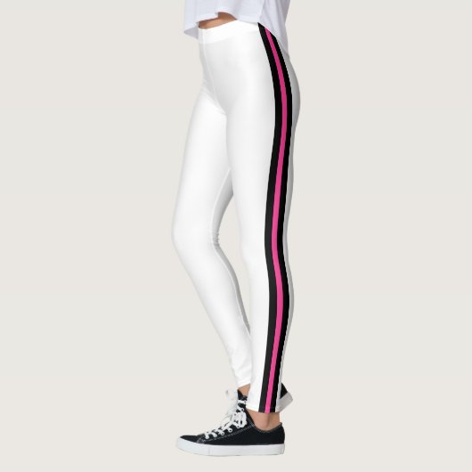 Side Stripe Witte Leggings met aangepaste uw kleur (Links)