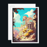 Side Turkije Art Vintage Travel Illustratie Briefkaart<br><div class="desc">Side Turkije Art vintage reisplaats illustratie</div>