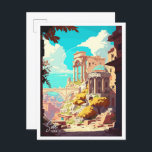 Side Turkije Art Vintage Travel Illustratie Briefkaart<br><div class="desc">Side Turkije Art vintage reisplaats illustratie</div>