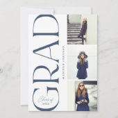 Side Typography Afstuderen 2022 3 Photo Party Navy Kaart (Voorkant)