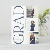 Side Typography Afstuderen 2022 3 Photo Party Navy Kaart (Staand voorkant)