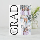 Side Typography Graduation 2026 3 Photo Party Kaart (Staand voorkant)