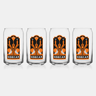 Sidecar Cocktail Art Deco Blikvorm Glas