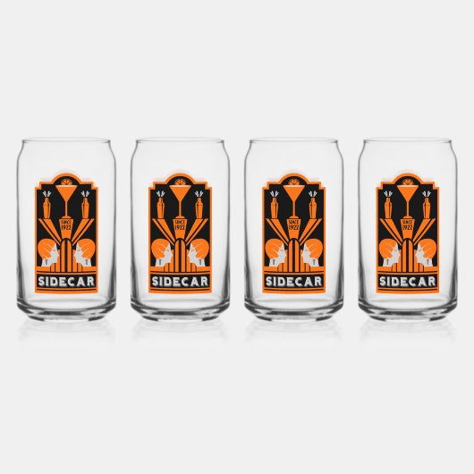 Sidecar Cocktail Art Deco Blikvorm Glas (Voorkant)