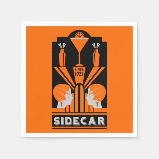 Sidecar Cocktail Art Deco Servet (Voorkant)