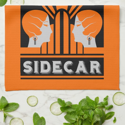 Sidecar Cocktail Art Deco Theedoek (Gevouwen)