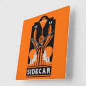 Sidecar Cocktail Art Deco Vierkante Klok (Hoek)