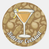 Sidecar Cocktail Classic Round Sticker (Voorkant)