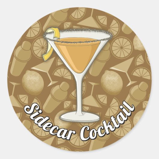 Sidecar Cocktail Classic Round Sticker (Voorkant)