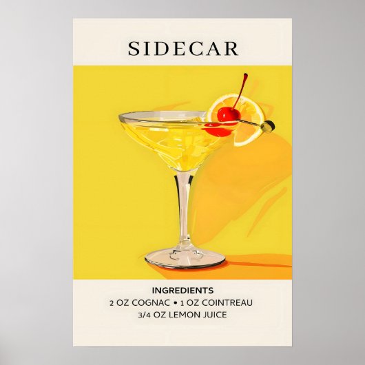 Sidecar cocktail poster (Voorkant)