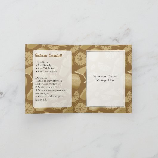 Sidecar Cocktail Recipe Kaart (Binnen)