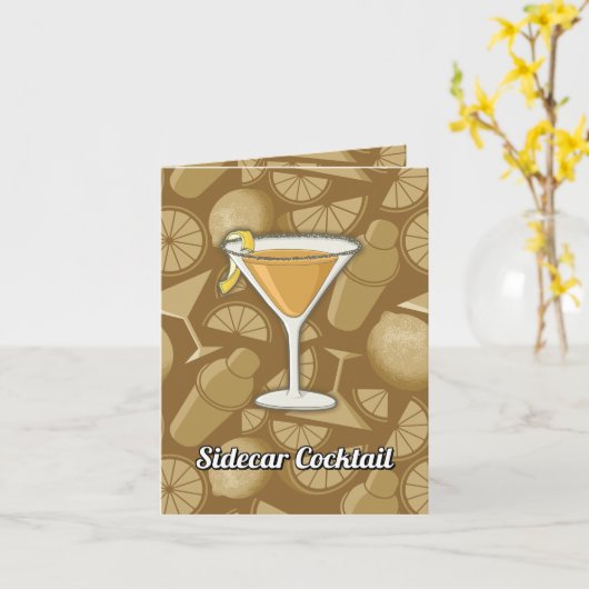 Sidecar Cocktail Recipe Kaart (Gele Bloem)