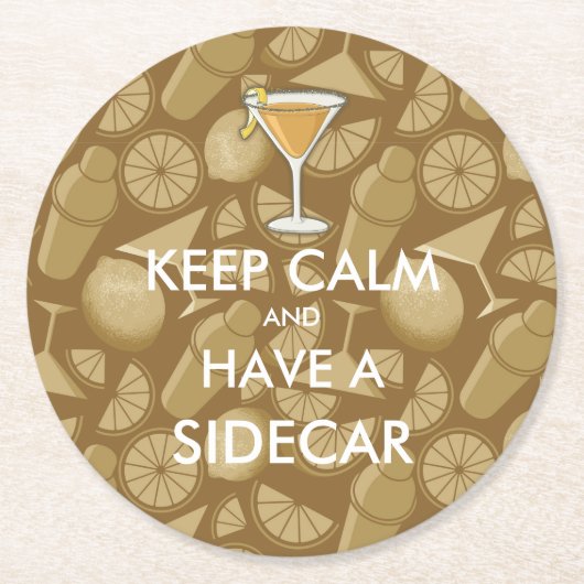 Sidecar cocktail ronde kartonnen onderzetter (Voorkant)