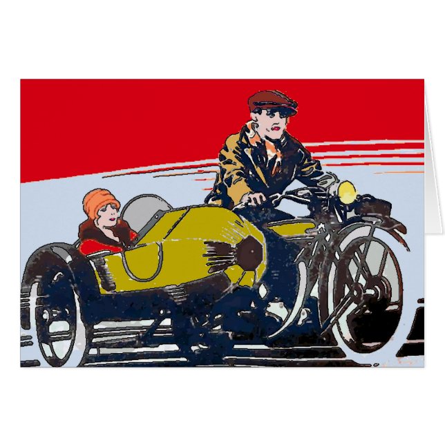 Sidecar Motorcycle Vintage Poster (Voorkant Horizontaal)