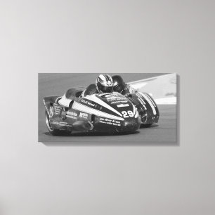 Sidecar outfit bij racebanen canvas afdruk