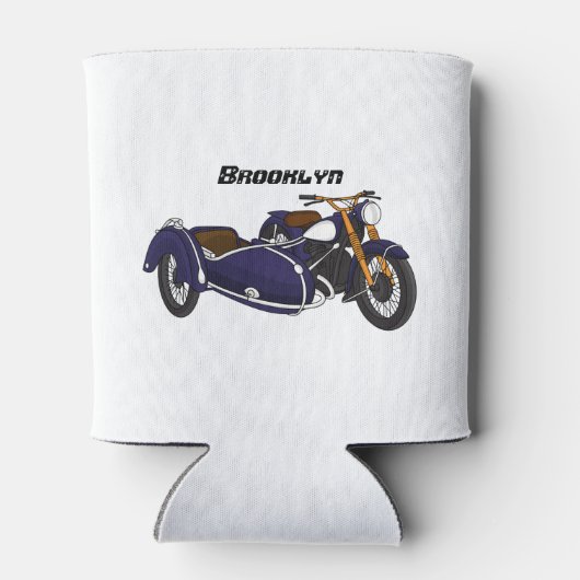 Sidecar paarse motorrijwielillustratie blikjeskoeler (Achterkant)