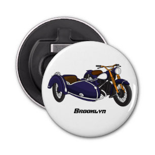 Sidecar paarse motorrijwielillustratie button flesopener