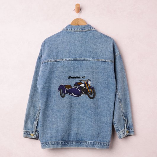 Sidecar paarse motorrijwielillustratie denim jacket (Hangar)