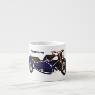 Sidecar paarse motorrijwielillustratie espresso kop