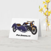 Sidecar paarse motorrijwielillustratie kaart (Gele Bloem)