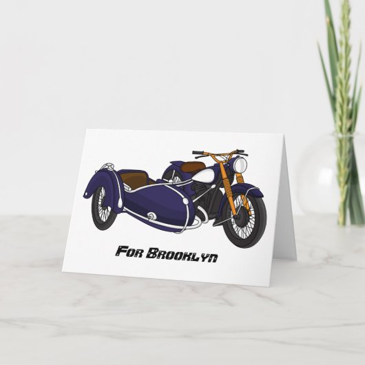 Sidecar paarse motorrijwielillustratie kaart (Voorkant)