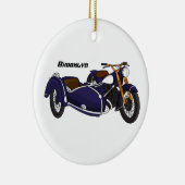 Sidecar paarse motorrijwielillustratie keramisch ornament (Rechts)