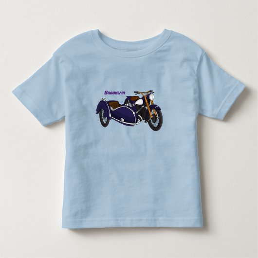 Sidecar paarse motorrijwielillustratie kinder shirts (Voorkant)