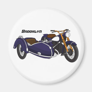 Sidecar paarse motorrijwielillustratie magneet