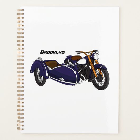 Sidecar paarse motorrijwielillustratie planner (Voorkant)