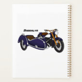 Sidecar paarse motorrijwielillustratie planner (Achterkant)
