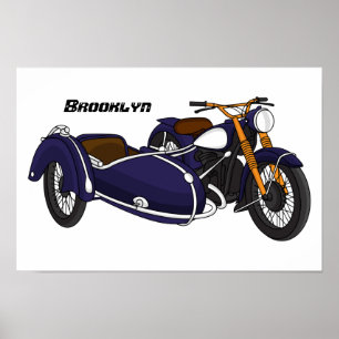 Sidecar paarse motorrijwielillustratie poster