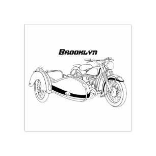 Sidecar paarse motorrijwielillustratie rubberstempel