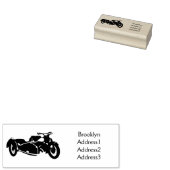 Sidecar paarse motorrijwielillustratie rubberstempel (Gestempeld)