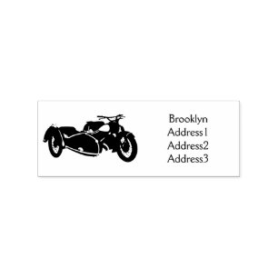 Sidecar paarse motorrijwielillustratie rubberstempel