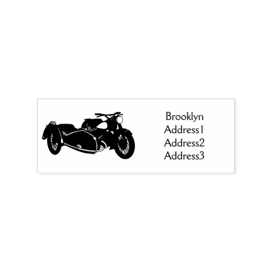 Sidecar paarse motorrijwielillustratie rubberstempel (Afrduk)