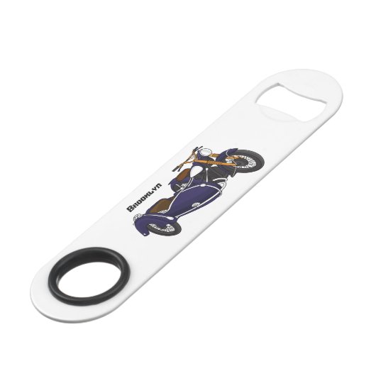 Sidecar paarse motorrijwielillustratie speed flessenopener (Voorkant Gekanteld)