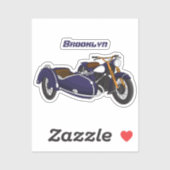 Sidecar paarse motorrijwielillustratie sticker (Vel)
