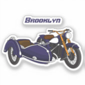 Sidecar paarse motorrijwielillustratie sticker (Voorkant)