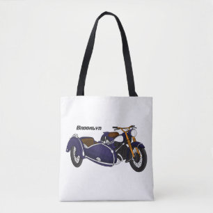 Sidecar paarse motorrijwielillustratie tote bag
